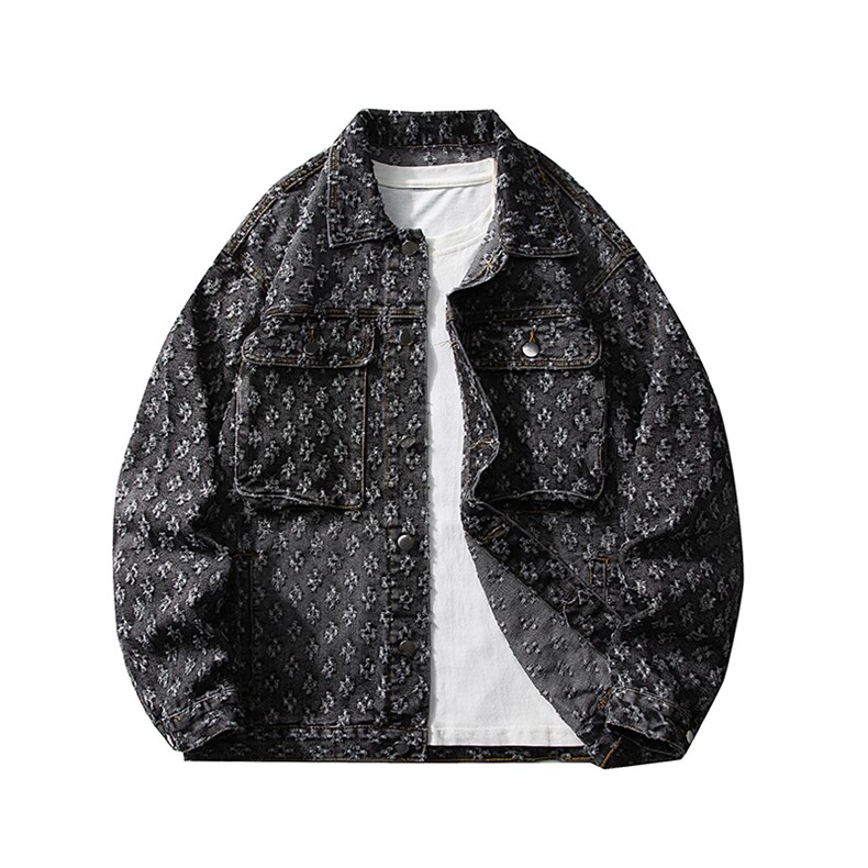 潮流做旧磨毛大码男女拼色牛仔外套夹克J8813-P65【特价】,男装工装外套,电商A007