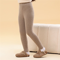 2025年秋季细条修身针织羊毛打底裤舒适休闲百搭保暖，童装裤子，群鹿羊绒