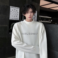 春款得物高品质美式机车潮流打底长袖T恤双领口小众打底卫衣特P45，男装T恤，电商B319