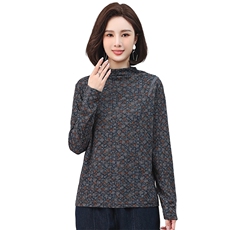 时尚印花高领长袖卫衣修身显瘦保暖女装上衣，女装卫衣/绒衫，叶笙衣