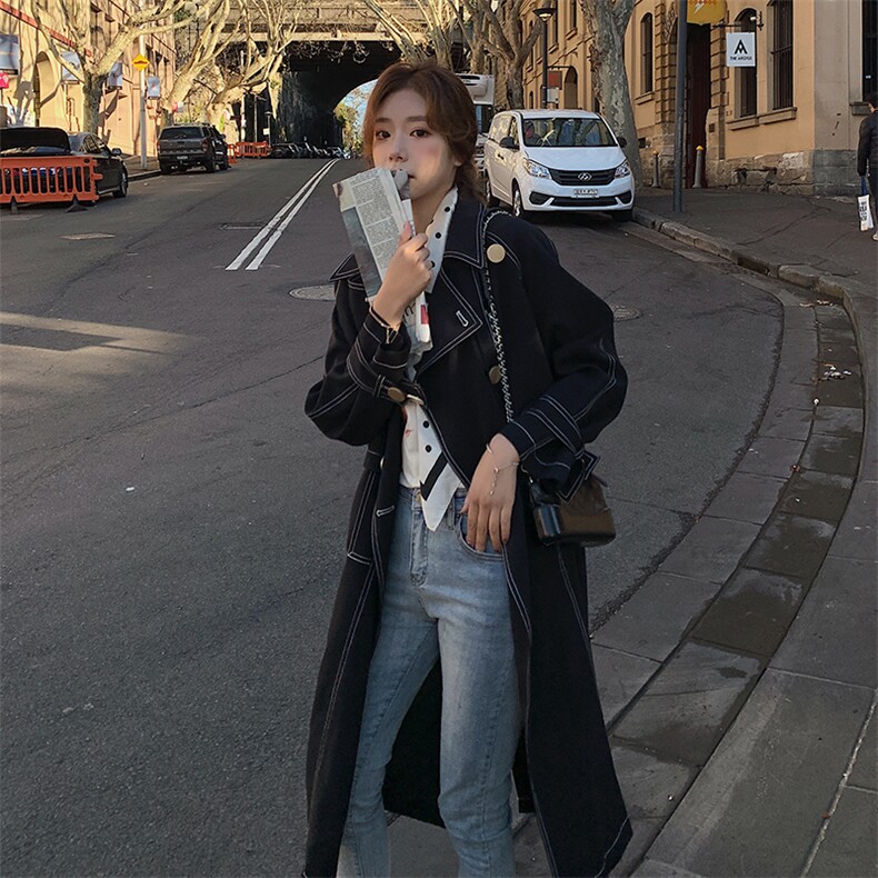 高点击新款中长款风衣,女装风衣,拾菱