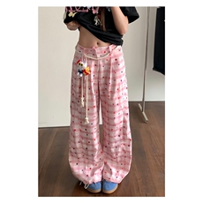 【有货】DXQ1275-特批50撞色格子弯刀休闲裤女夏季设计感拖地裤，男装休闲裤，星座603-2