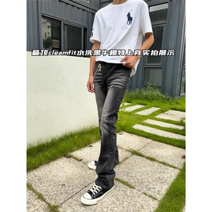 男秋季休闲直筒黑灰色牛仔裤N850-P49图片
