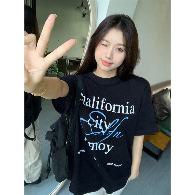 T035-P25小众简约风速写字母设计纯棉印花短袖男女款情侣上衣,男装T恤,星座617A-2