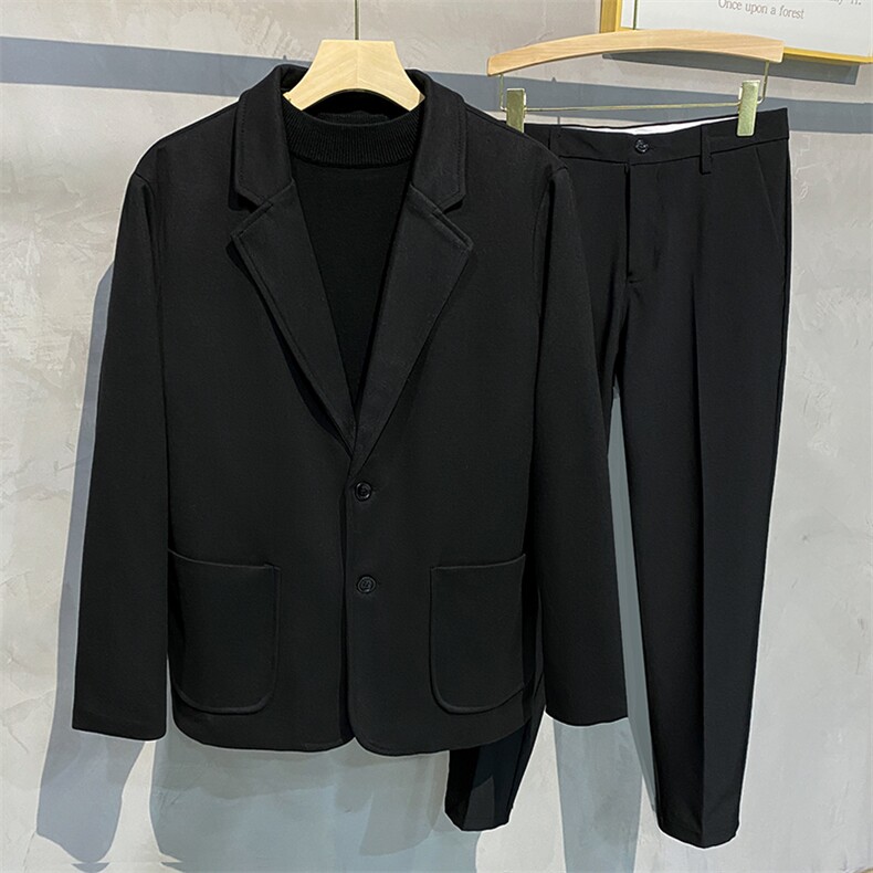 2024秋冬新款男士轻熟风休闲西服男单西潮牌港风韩版潮流毛呢外套，男装西服，星座505-2（原电商A260-1)