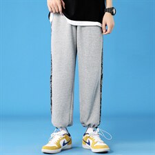 秋季现货主推大码港风休闲印花拼接卫裤束脚九分裤K9176P35图片