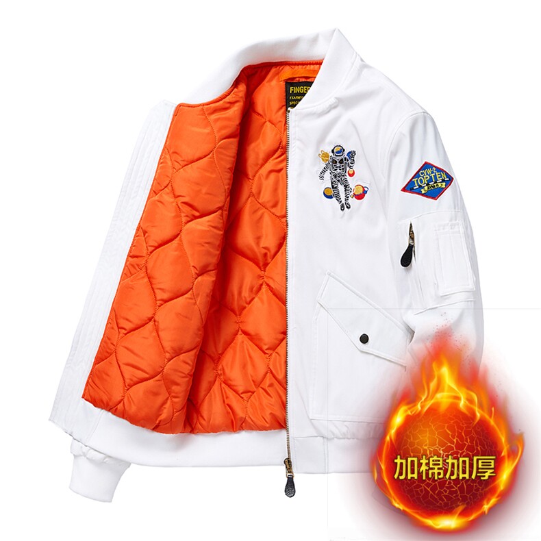 主推款：外套男女飞行员夹克教练春秋冬加棉大码工装机车服棒球服图片