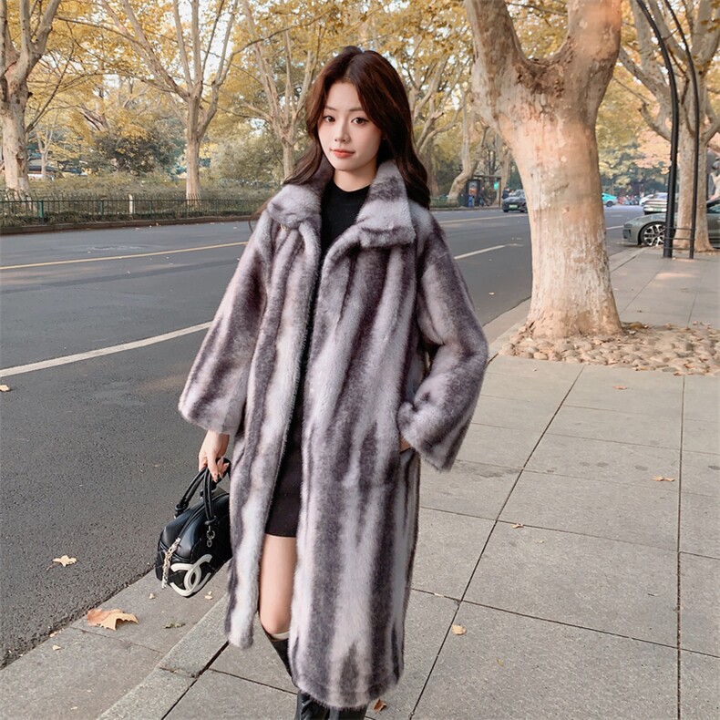 中长款仿貂毛麂皮绒皮毛一体外套女冬季大衣2C353--718#P260K389,女装皮草,2C353