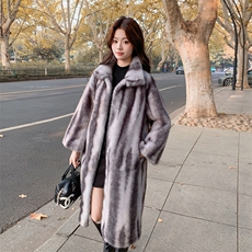 中长款仿貂毛麂皮绒皮毛一体外套女冬季大衣2C353--718#P260K389，女装皮草，2C353