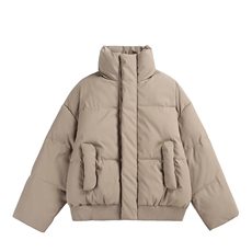 现货5W件冬季三防重磅硬挺boxy短款羽绒立领PU皮棉衣外套加厚棉服，男装棉衣，电商A486-1