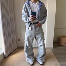 双面穿蓝格纹帅气卫衣男秋季cleanfit短宽百搭拉链开衫外套，女装短外套，四季星座505