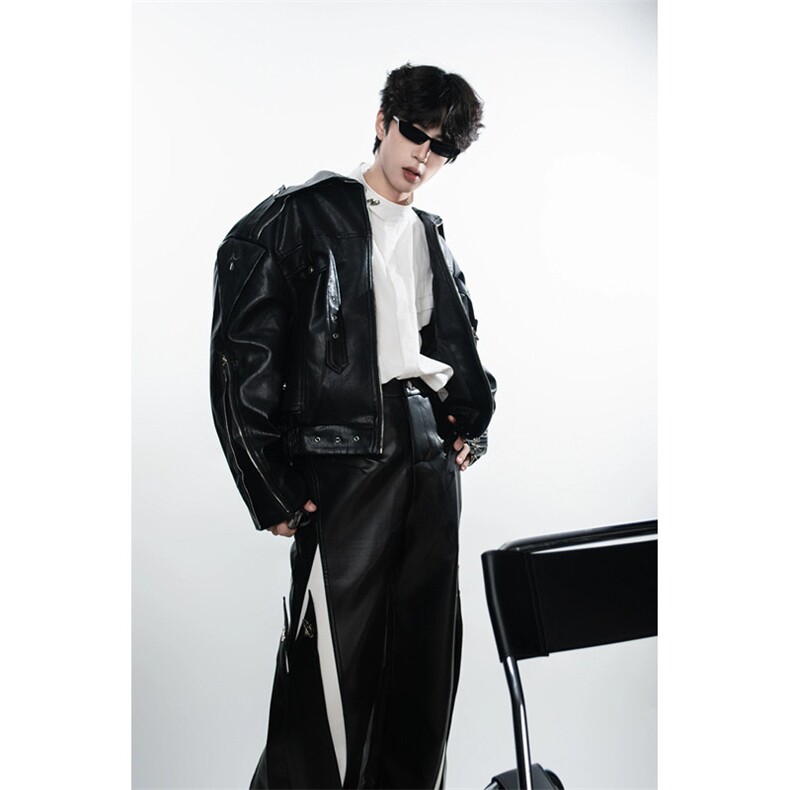 短款皮衣外套男潮高级感小众机车服美式高街痞帅工装夹克JK8505，男装夹克，星座1116A（原606A-3）