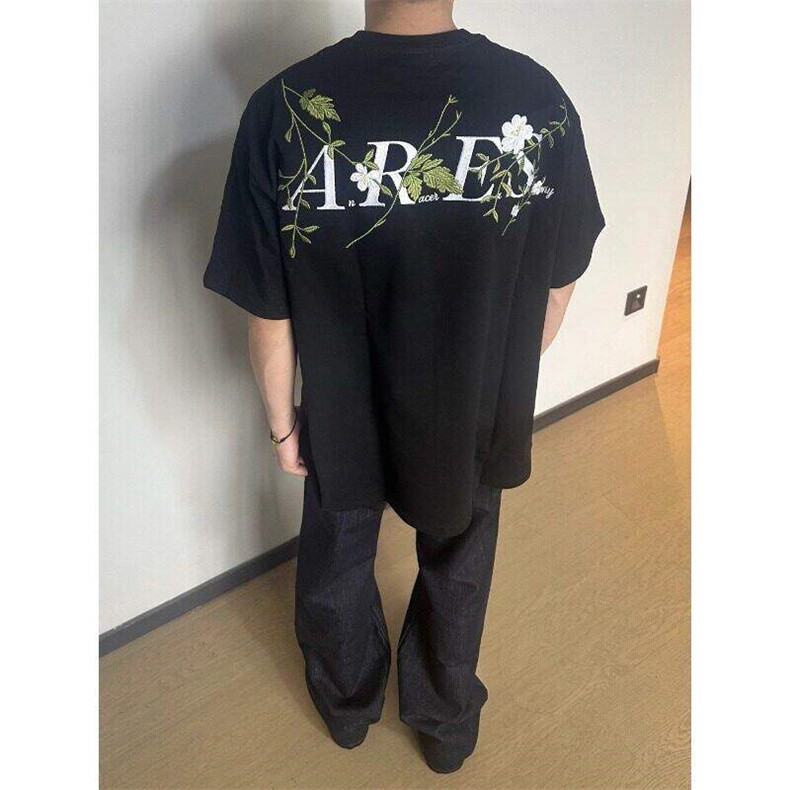 美式复古字母花卉刺绣短袖T恤男女夏宽松休闲百搭上衣T5803-p43,男装T恤,星座1008-2