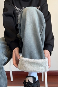 冬季加绒保暖牛仔裤美式直筒裤保暖休闲子男 D2218-TP4588图片