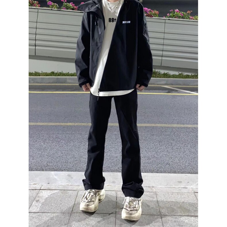 美式高街vibe裤子男黑色修身牛仔裤高腰直筒微喇长裤KZ7028-P40,男装牛仔裤,星座1007（原301D）