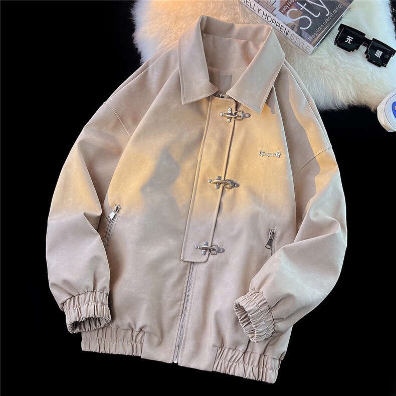 1平铺港风夹克男大码M-5XL水洗雪花皮衣夹克男JK8741P130控168图片