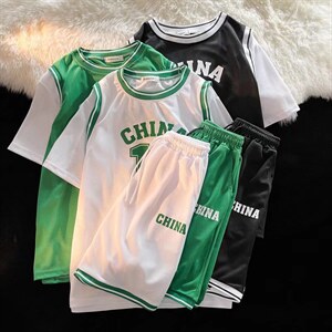 运动套装男韩版潮夏季短袖短裤宽松学生班服休闲篮球衣TZ122-p36,男装休闲套装,星座1008-1