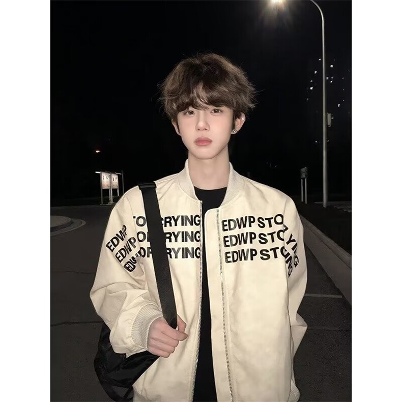 现货网图美式字母印花短款棒球服男廓形垫肩B17-P60,女装职业装,星座910-1