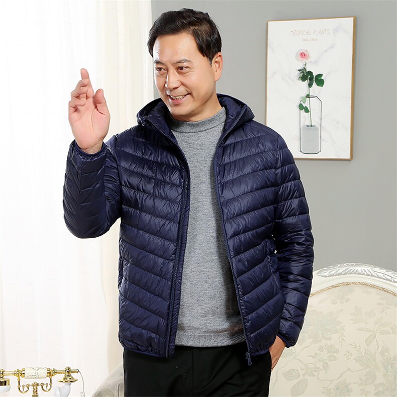 男士中老年90绒轻薄连帽羽绒服外套男款秋冬休闲羽绒轻便外套,男装羽绒服,钱塘723