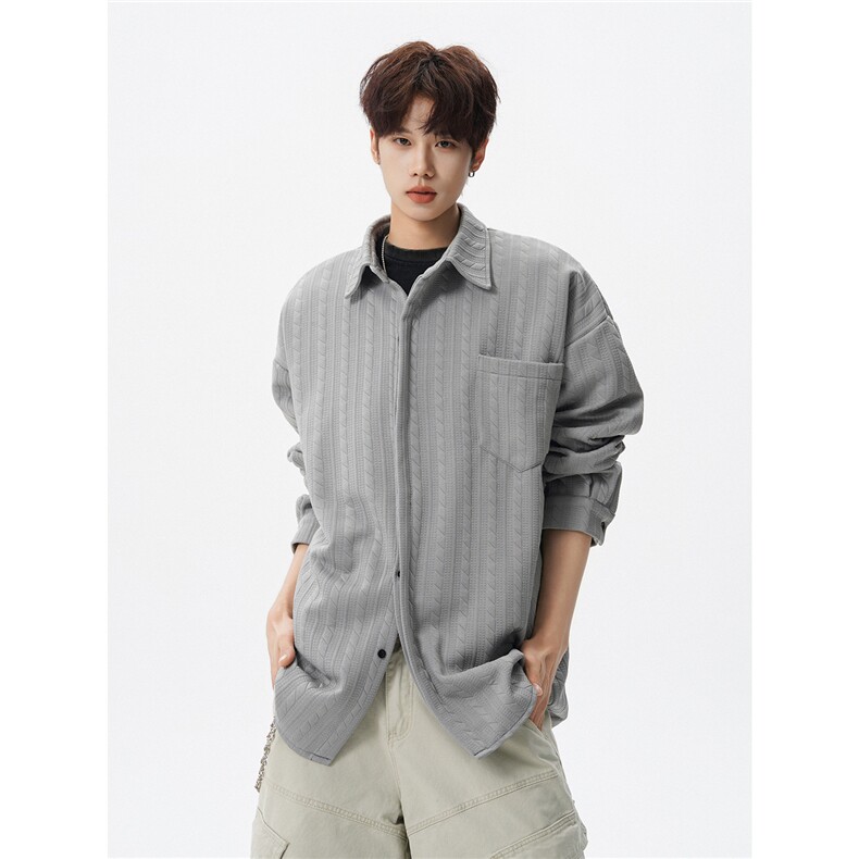 重磅提花衬衫男长袖宽松大码潮牌衬衣高级感痞帅外套CS29010P45，男装衬衫，电商B312