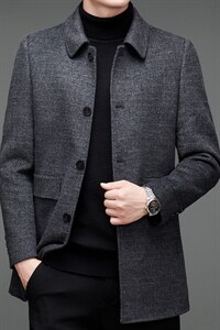 新款羊毛呢大衣秋冬商务中年男士羊毛保暖时尚外套MNSAA8166-P315，男装风衣，电商B212（原钱塘6029）