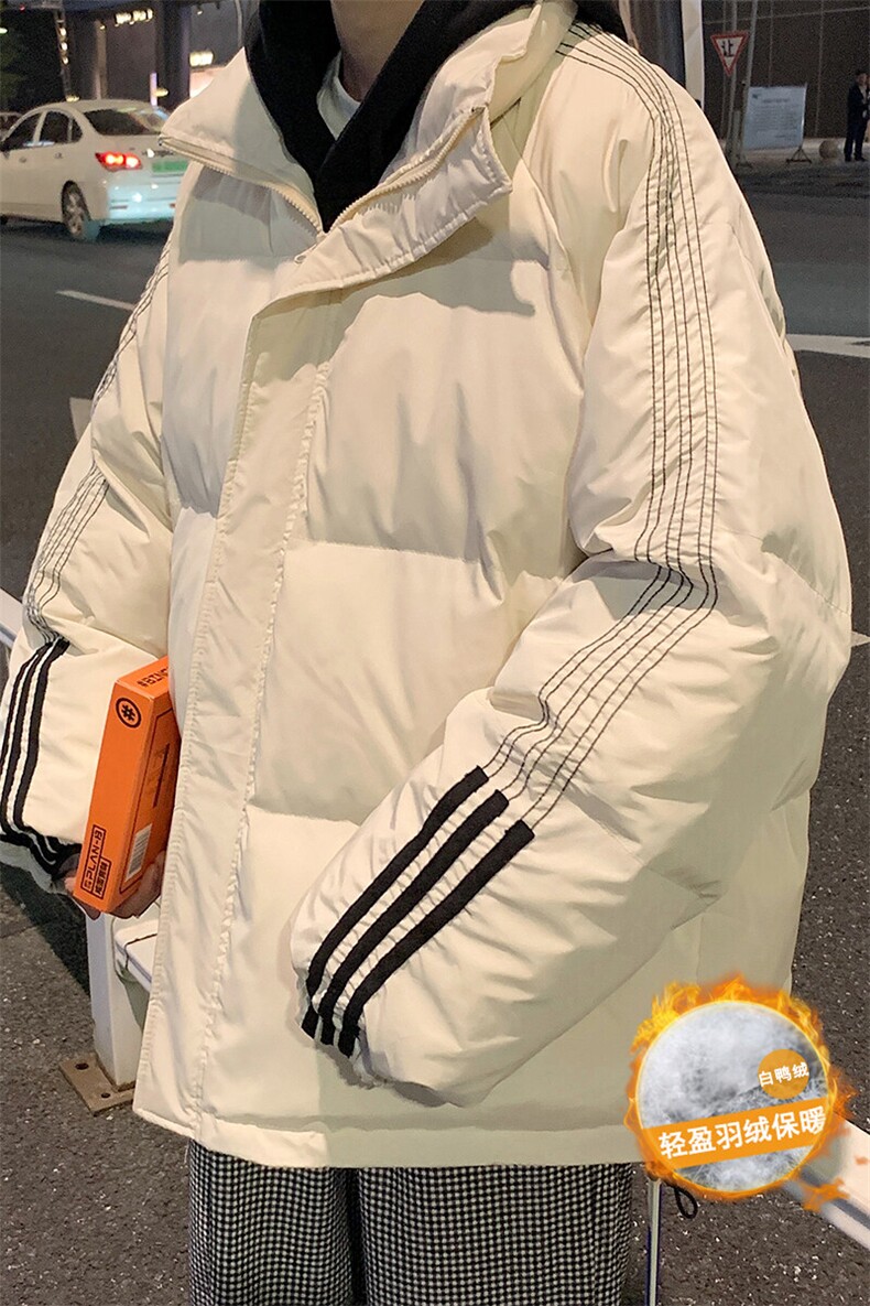 冬季加厚保暖条纹织带拼接立领白鸭绒羽绒YR110特批P135控228,男装羽绒服,电商A247