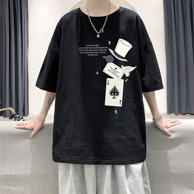 YT26373-P30亚麻短袖t恤男大码五分袖男宽松七分袖大皂风模特,男装T恤,电商A040