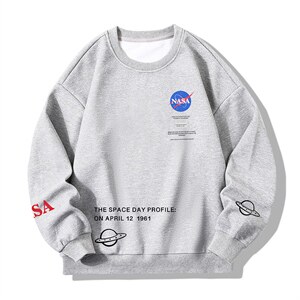 NASA华夫格卫衣圆领卫衣男长袖t恤男外套HW76243-P30加绒款-P40图片