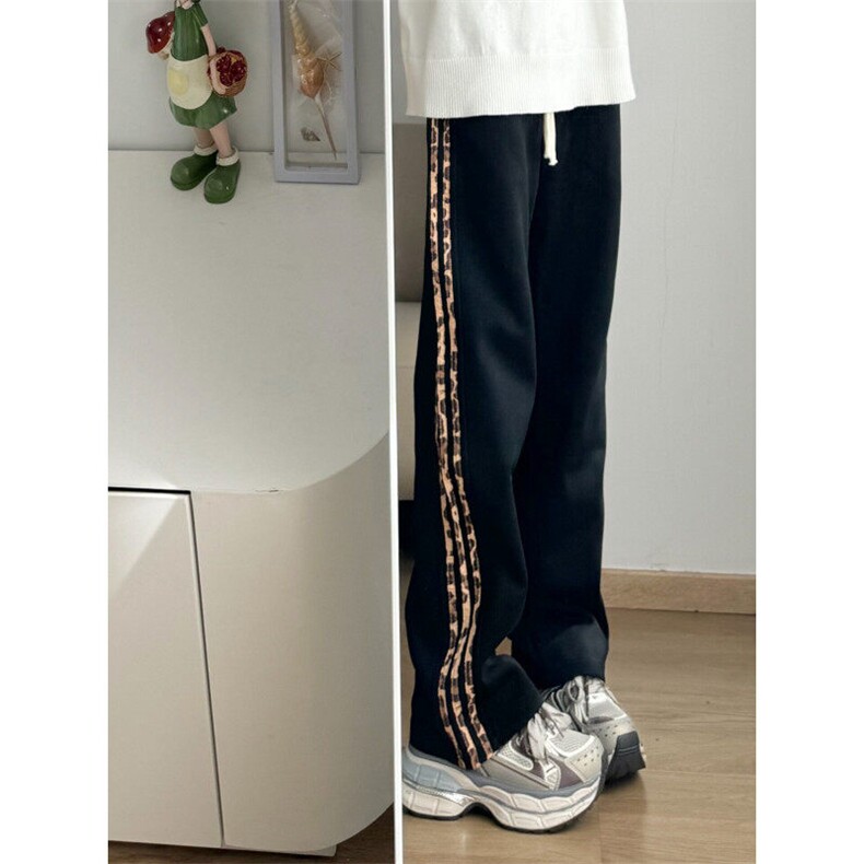【有货】JRK83CC-特P45加绒豹纹三条杠裤子男加厚条纹卫裤,男装休闲裤,星座1007（原301D）