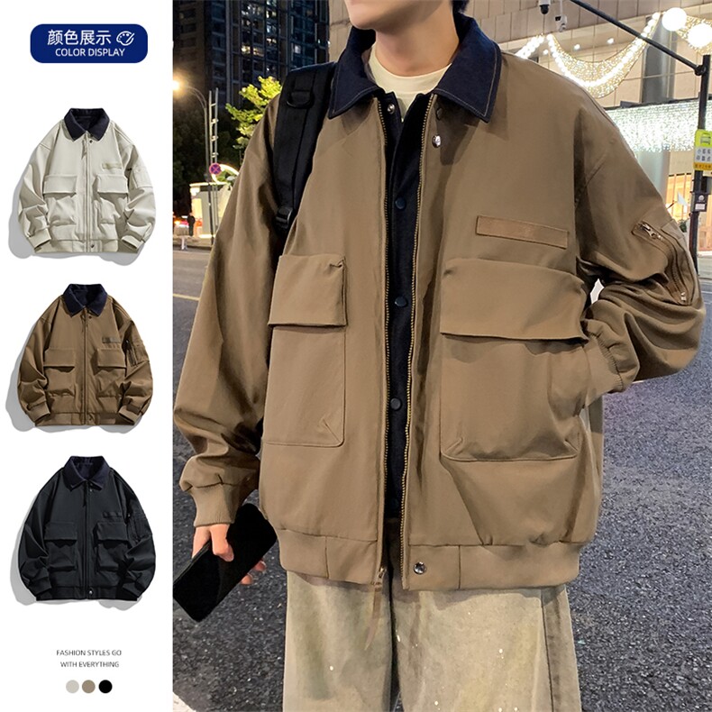 休闲夹克2026春新款潮牌男装宽松百搭工装外套JK02632-P85图片