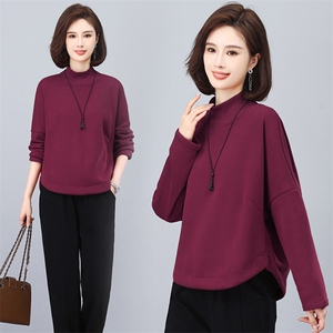 半高领加绒卫衣女2025秋冬新款时尚洋气中年妈妈大码加厚保暖上衣,女装卫衣/绒衫,璐依舞