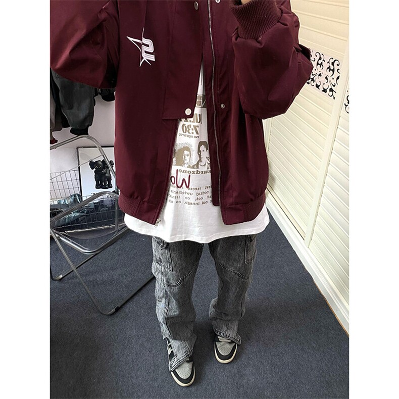 美式机能棒球服外套飞行员夹克潮牌高级感上衣JK87特P49,男装夹克,星座908-1