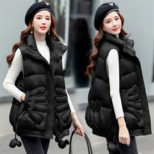 2024冬季新款气质时尚高领棉马甲女短款轻薄羽绒服外套加厚保暖背心，女装马夹，依如秀(原杭风阁)