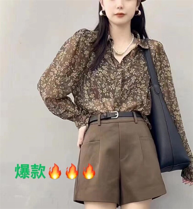 韩版碎花雪纺衬衫，女装衬衫，依多坊