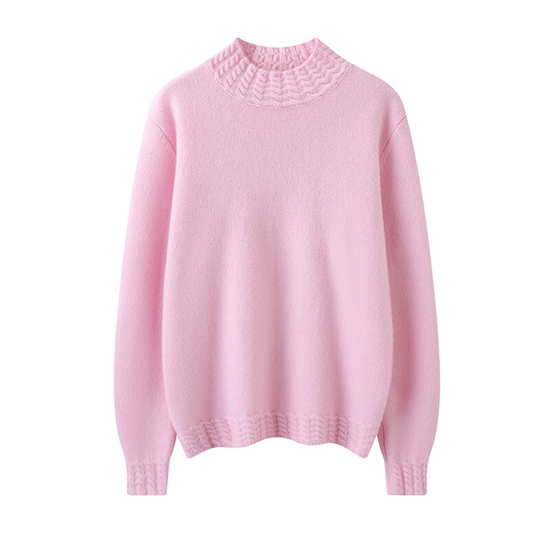 2025年秋季时尚百搭通勤简约休闲半高花领，女装羊绒衫，举月羊绒