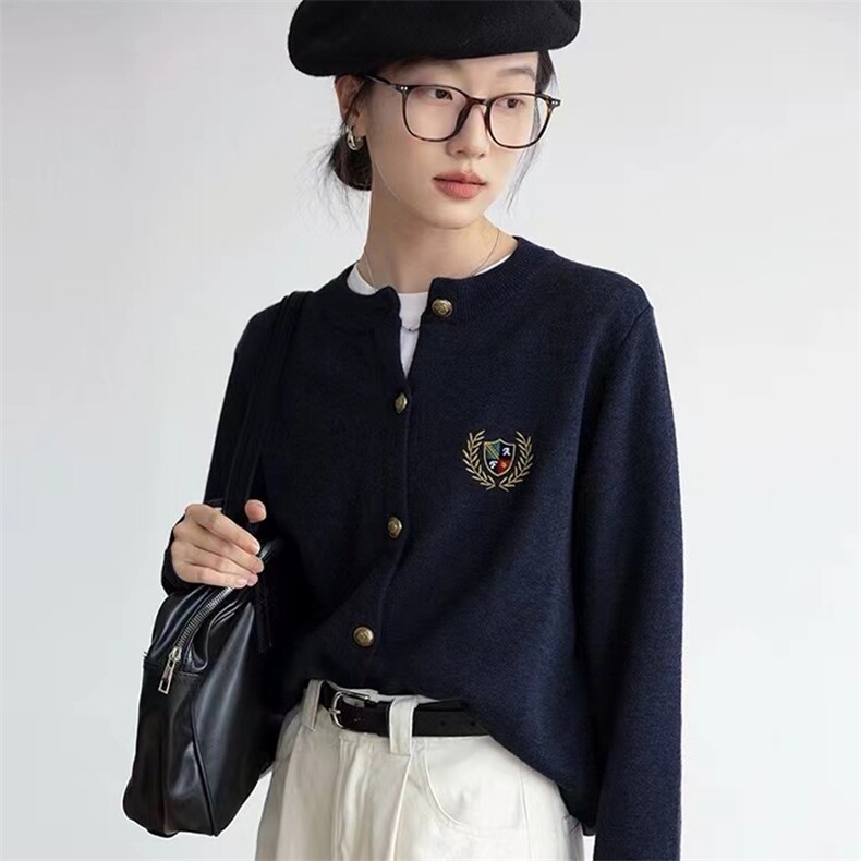 开衫女圆领纯色秋冬新款百搭外套毛衣羊毛针织上衣，女装羊毛衫，忠诺羊绒