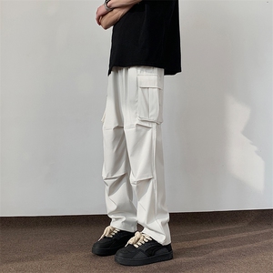 双色美式大口袋工装裤男春夏新款宽松运动直筒休闲长裤K322/p52图片