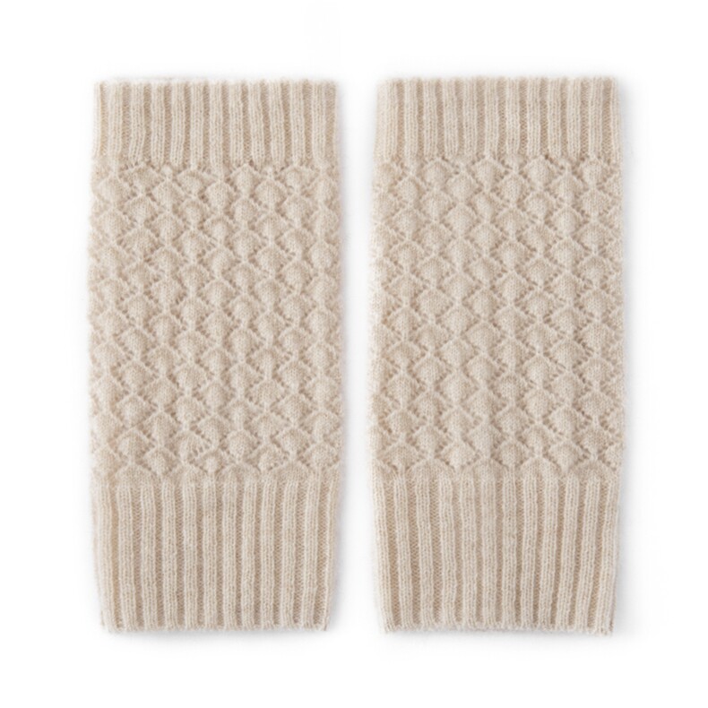 2025年新款百搭女士提花加厚长款保暖半指手套，手套，窄众羊绒