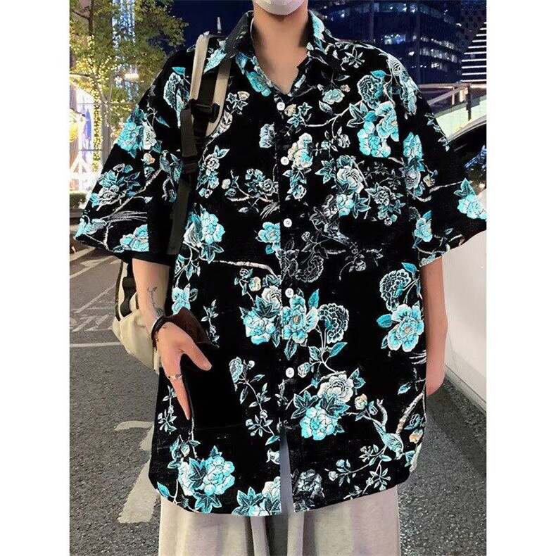 衬衫短袖宽松印花宽松韩版潮流2026夏季ins新款外套CY1079-P27,男装衬衫,星座412-2