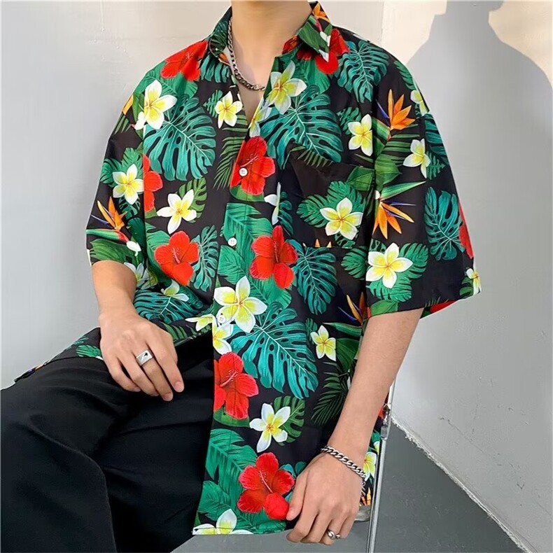 夏威夷风三亚旅游短袖花衬衫男海南岛休闲沙滩服T5108-P26,男装衬衫,星座1109-3