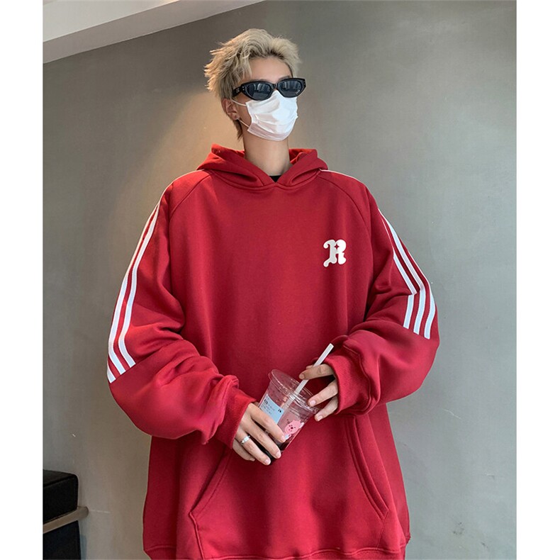 抖音得物供货提供视频秋冬重磅美式宽松织带连帽卫衣04228,男装卫衣,电商A486