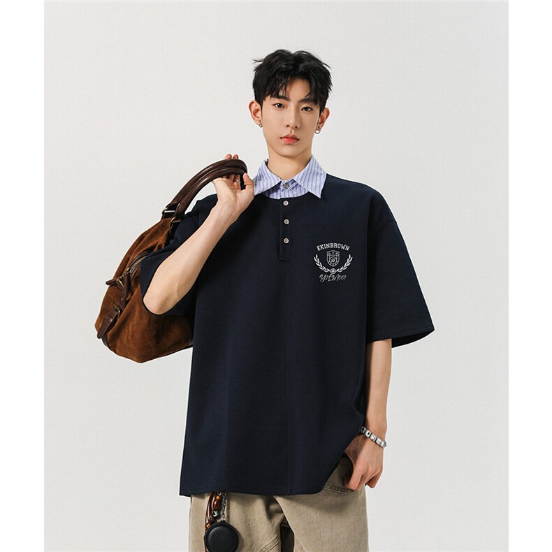 假两件衬衫领POLO衫M-5XL大码潮流休闲短袖T恤男DX78040特P48控78,男装Polo衫,星座226-1