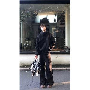 480G重磅加绒硬挺boxy 男女秋冬美式高街防风高领卫衣开衫厚外套图片