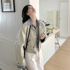 2026春款【有货】拼接皮衣B109-9315-145-198，女装短外套，2B109