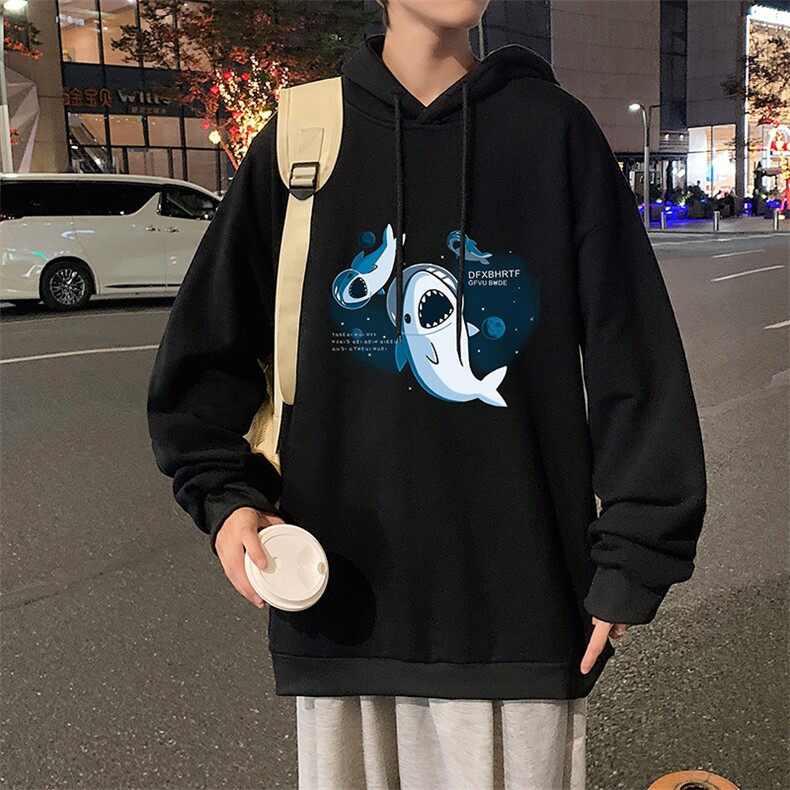 WY2212-P35 加绒款-P40 纯棉连帽卫衣男大码运动帽衫宽松薄外套男图片