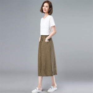 2022年夏季新款连衣裙女中长款韩版时尚套装女休闲两件套装裙子棉图片