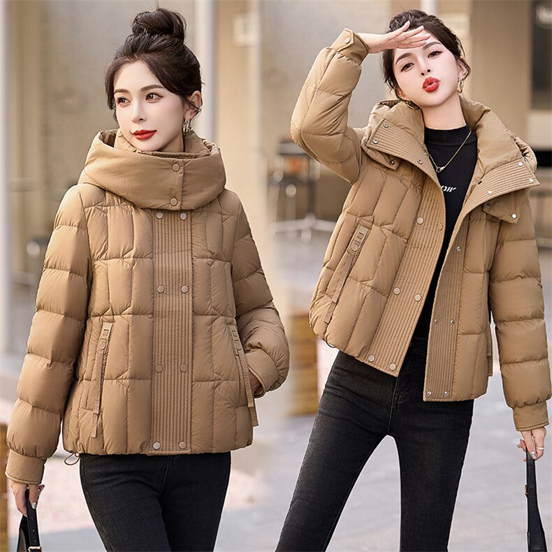 现货90绒欧货显瘦短款羽绒服女2024冬季新款连帽小个子白鸭绒外套,商品下架区,然然