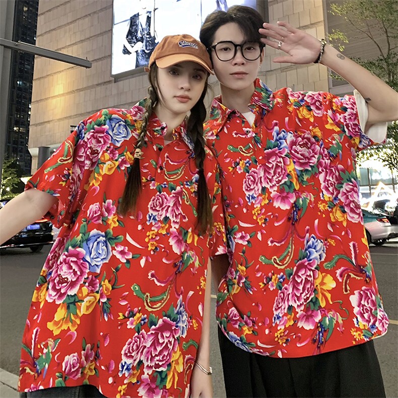 P01中性男女休闲大码花衣服polo衫宽松透气东北大花风团队服,男装Polo衫,星座115A(原星座507）