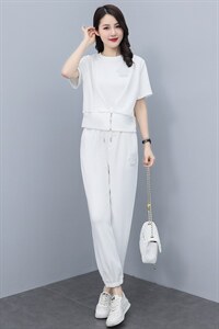 2022夏新款运动休闲套装女时尚洋气减龄上衣高端两件套图片
