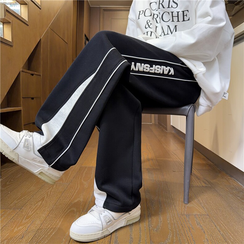 运动卫裤男款春季新款宽松抽绳直筒裤弯刀休闲裤子K25101*P45控78，男装休闲裤，星座227-1